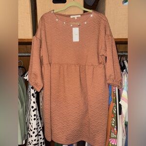 Simply Southern Textured Orange Dress with Pearl Details